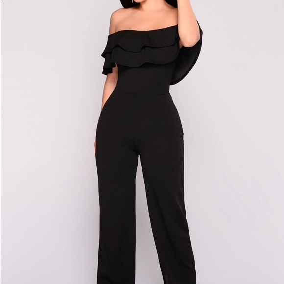 Ready To Ruffle Jumpsuit - Black - Picture 1 of 5
